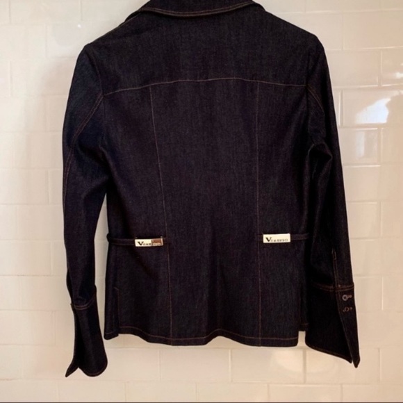 Vertigo Petites Paris Dark Blue Wash Fitted Denim Stretch Jacket Small Petite - Picture 2 of 11